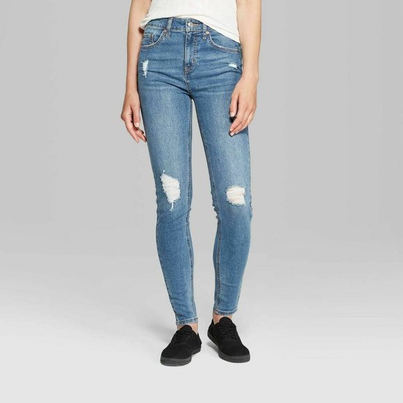wild fable Denim - Wild Fable High-Rise Distressed Skinny Jeans SZ 4